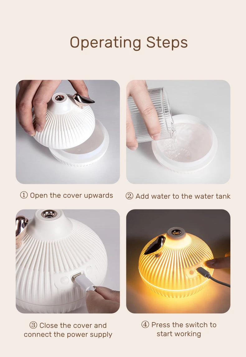Ember & Glow USB Aroma Diffuser – 300ml Cool Mist with Warm LED Night Light