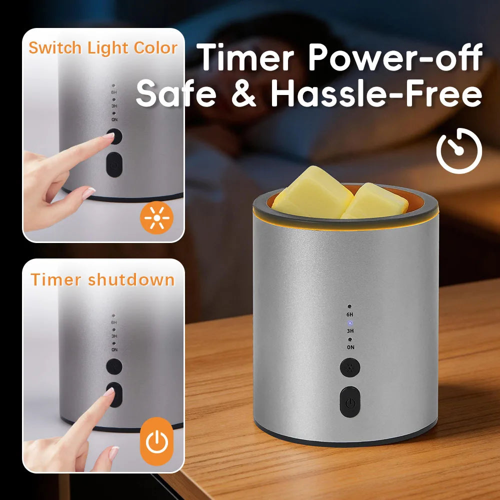 Ember & Glow Wax Melt Warmer — USB Electric Aroma Heater with RGB Mood Light
