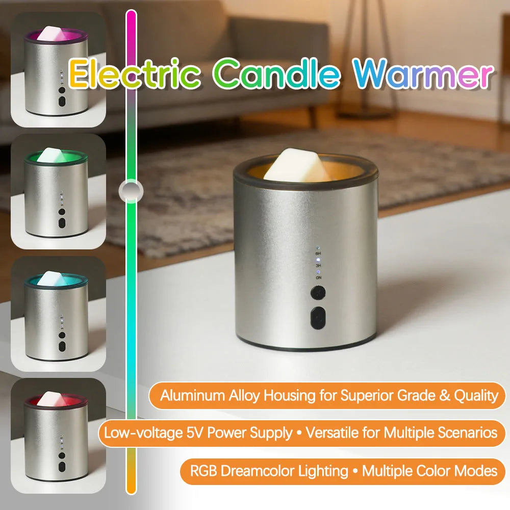 Ember & Glow Wax Melt Warmer — USB Electric Aroma Heater with RGB Mood Light