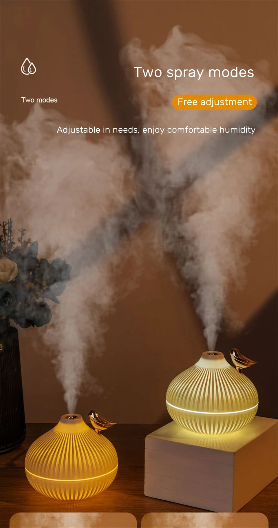 Ember & Glow USB Aroma Diffuser – 300ml Cool Mist with Warm LED Night Light