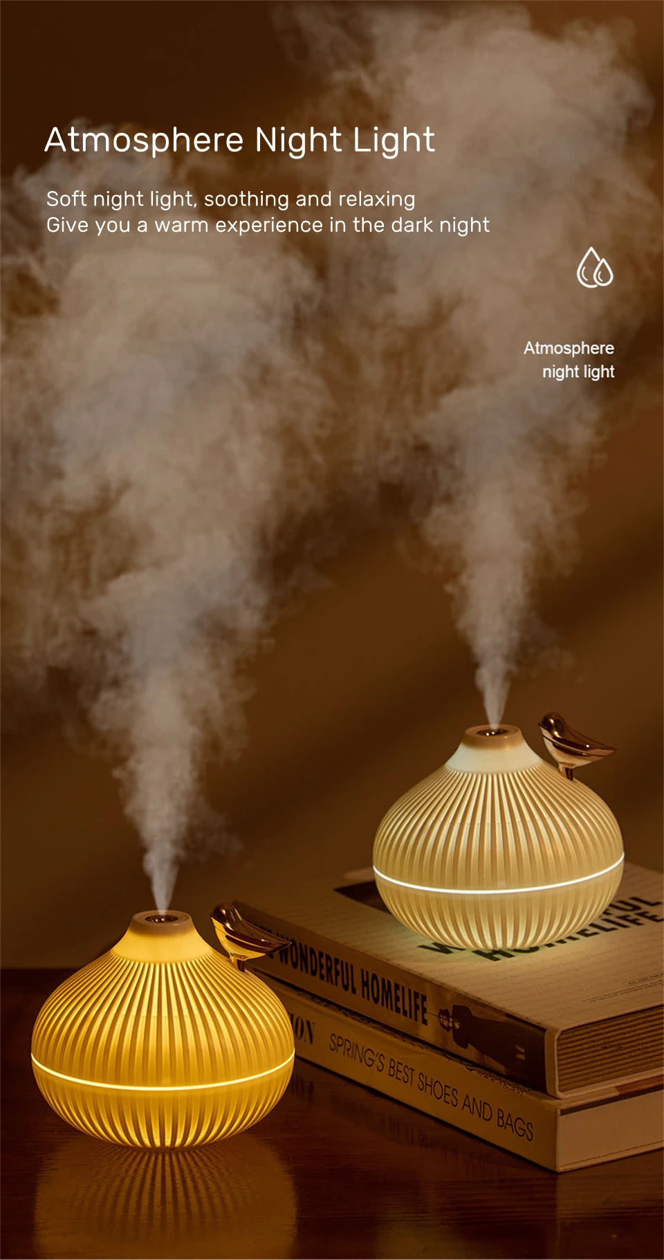 Ember & Glow USB Aroma Diffuser – 300ml Cool Mist with Warm LED Night Light