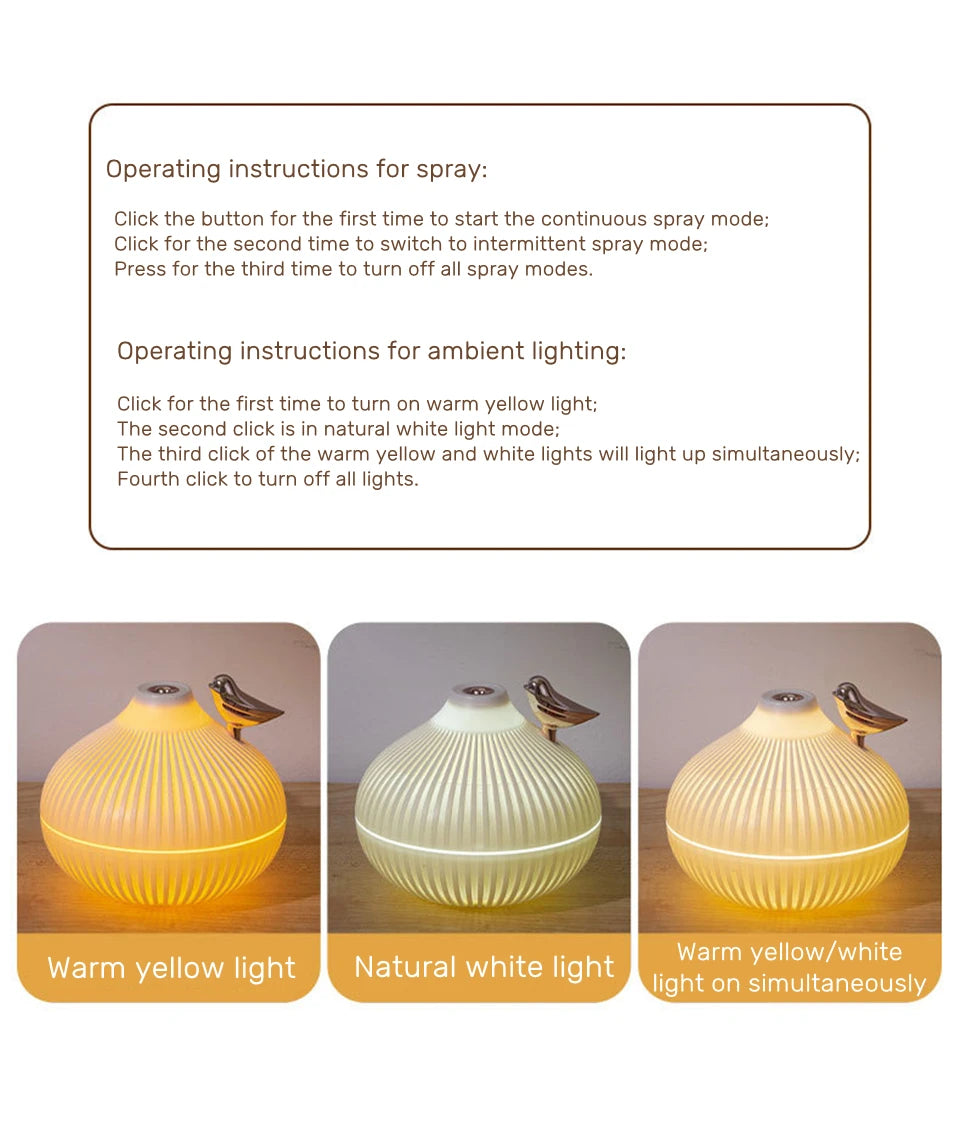 Ember & Glow USB Aroma Diffuser – 300ml Cool Mist with Warm LED Night Light